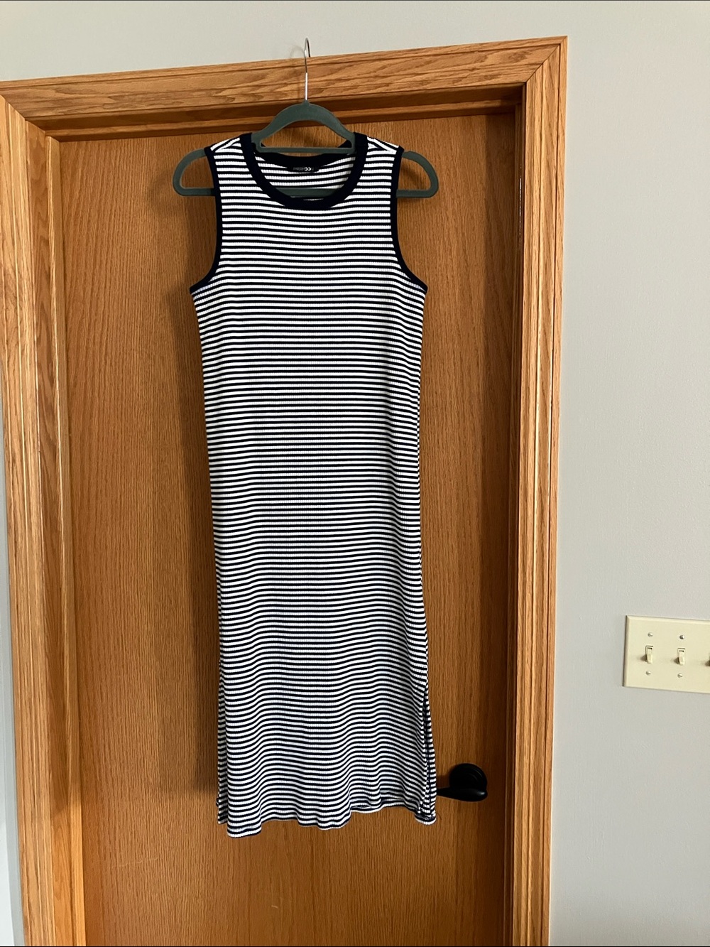 Papermoon Black & White Striped Sleeveless Midi Dress